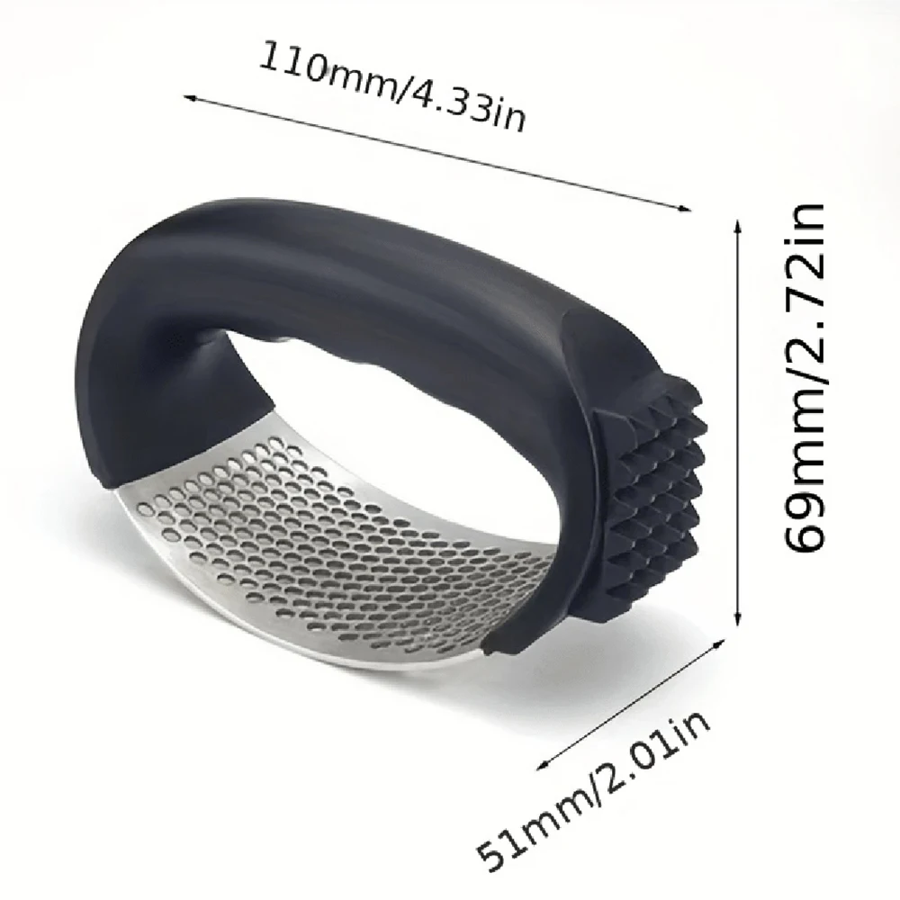 304 Stainless Steel Garlic Press 2-in-1 Garlic Masher And Meat Tenderizer Kitchen Cooking Tool Set