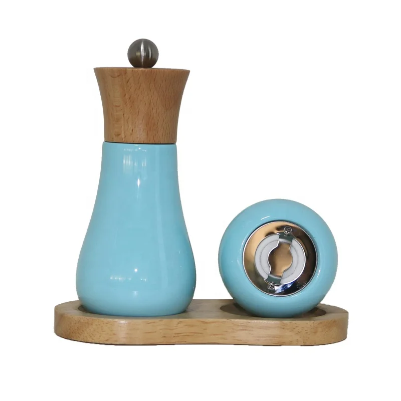 Classical Grinder SetsSalt and Pepper Shakers Manual 2pcs Wood Salt and Pepper Mills Set With Wood Holder