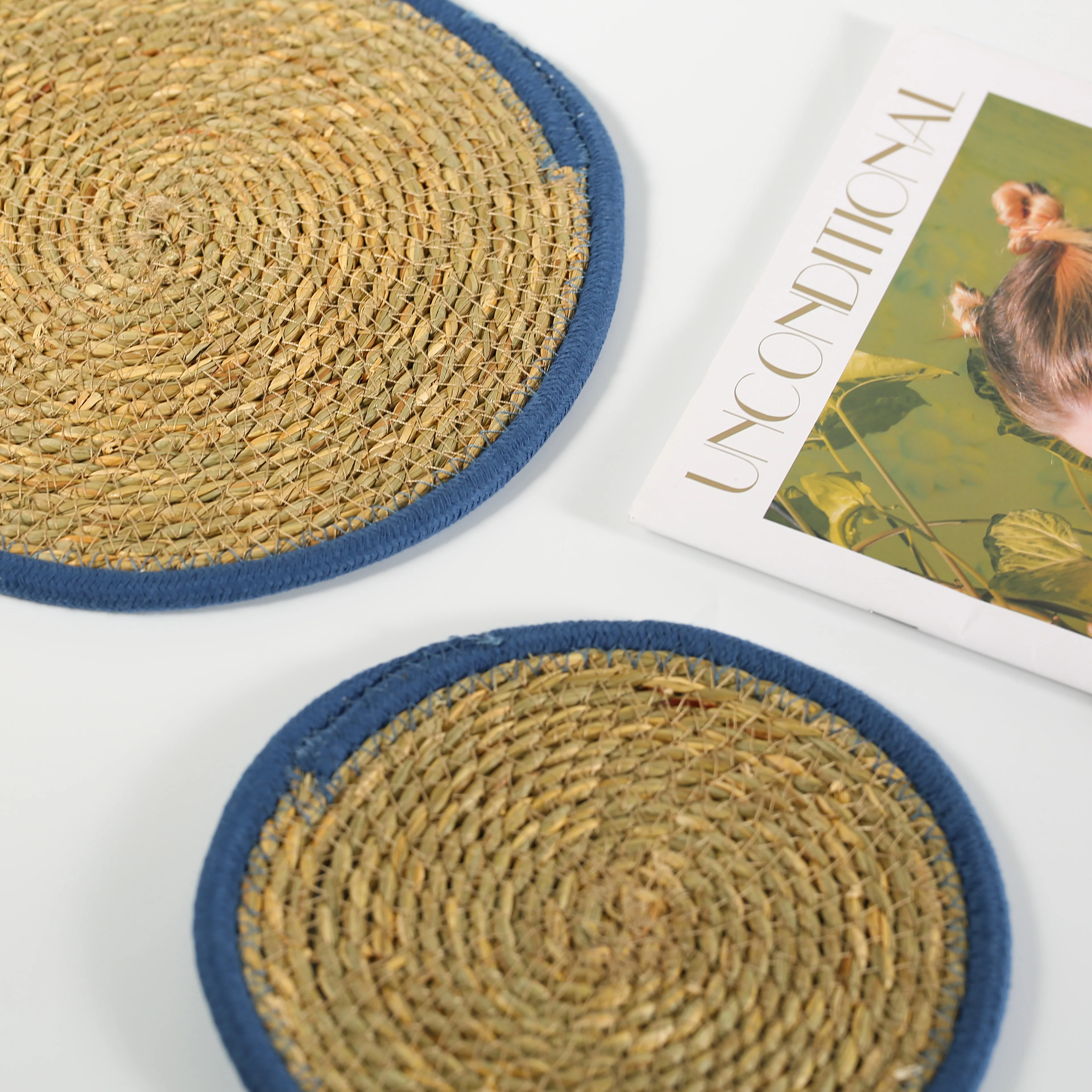 Tabletex Water Hyacinth Straw Braided Handmade Placemats Round Woven Placemats Natural Wicker Place mat