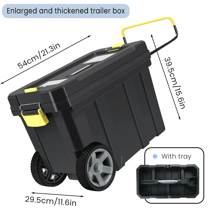 Airaj Portable Toolbox Large Tools Organizer Boxes Rolling Storage Box for Electrician with Wheels Multifunctional Plastic Case