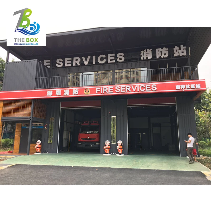 China Customized building design prefab container house facility prefab fire station