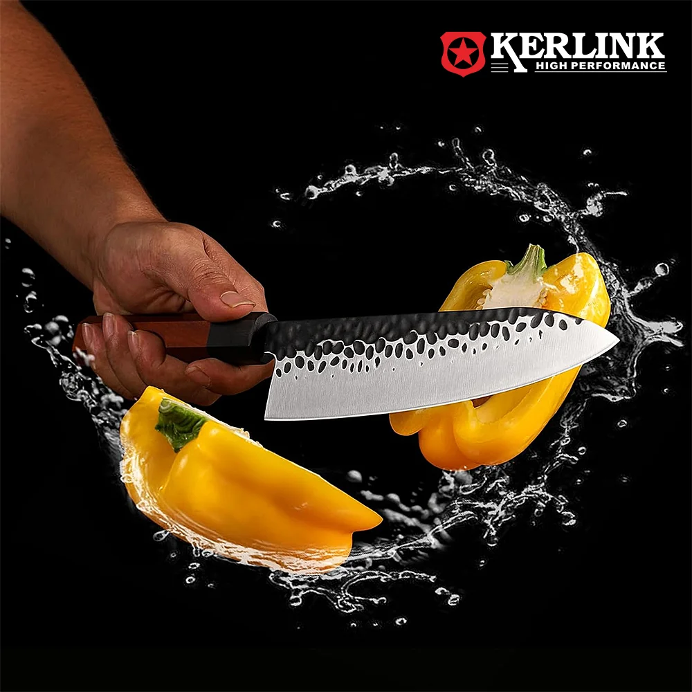 8-дюймовый профессиональный нож для шеф-повара Santoku Высокоуглеродистый кованый кухонный деревянная Подарочная коробка японская сталь 440C приготовления пищи
