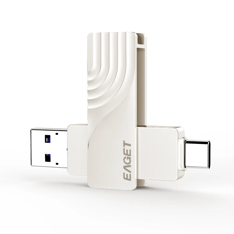 Высокоскоростной металлический флеш-накопитель EAGET CF30 объемом 128 ГБ, USB-накопитель PCBA и Type-C для ПК/телефона