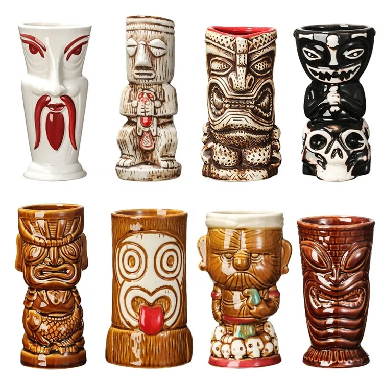 Ceramic Tiki Mug Cocktail Gift Set Bar Decoration Hawaii Custom Tiki Ceramic Tiki Totem Mug