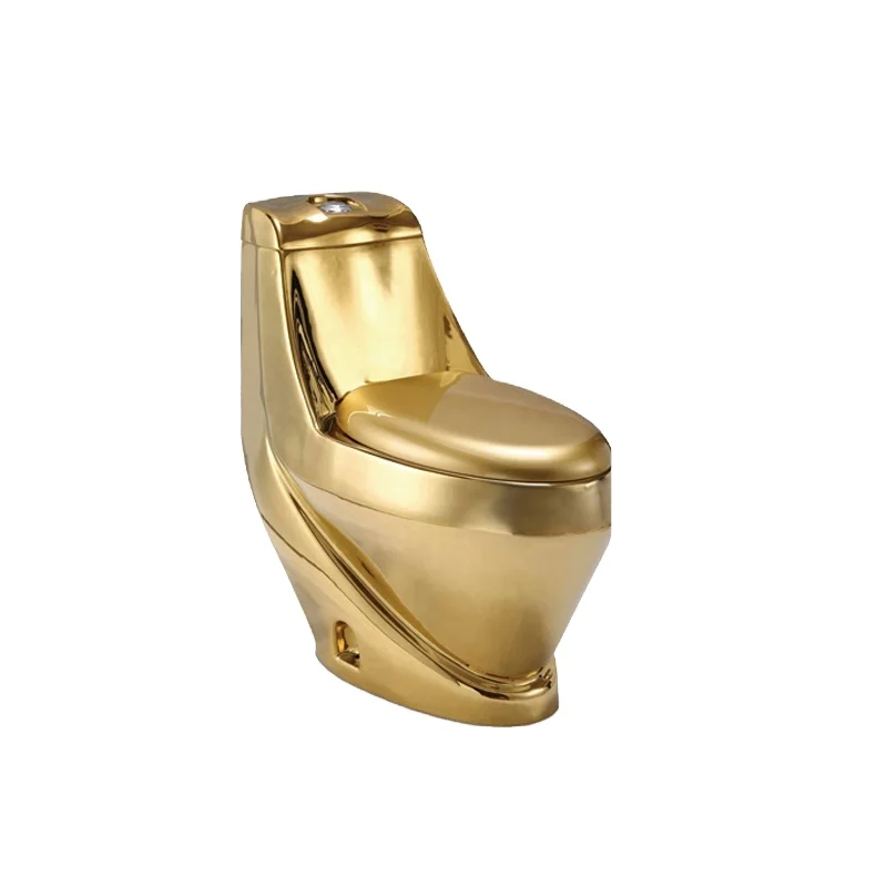 Ceramic Sanitary Ware Suite Bathroom WC One-Piece Plating Gold Color bathroom toilet and Pedestal sink set