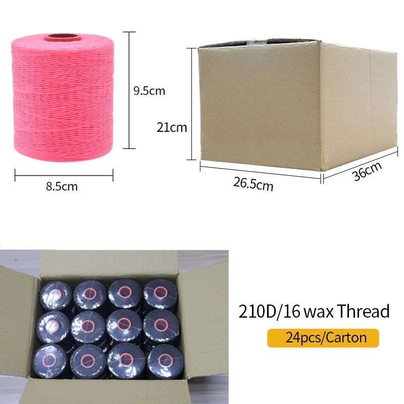 Kangfa 0.8mm 1mm Polyester Handmade Braid Waxed Waxed Thread For Leather 700M 210D/16