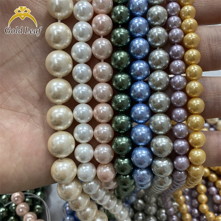 Goldleaf jewelry colored shell pearl necklace 6-8 mm natural shell pearl beads loose pearls for jewelry making wearing