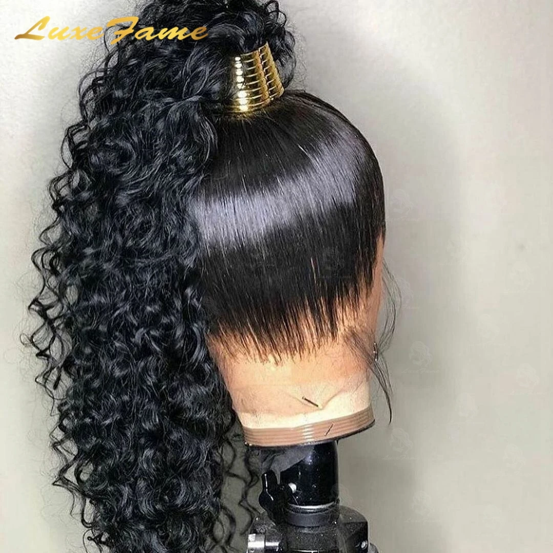 Top Quality Deep Wave Lace Front Wig 30 Inch,Braid Fine Wig Lace,Yaki Lace Ponytail Wig With Bangs