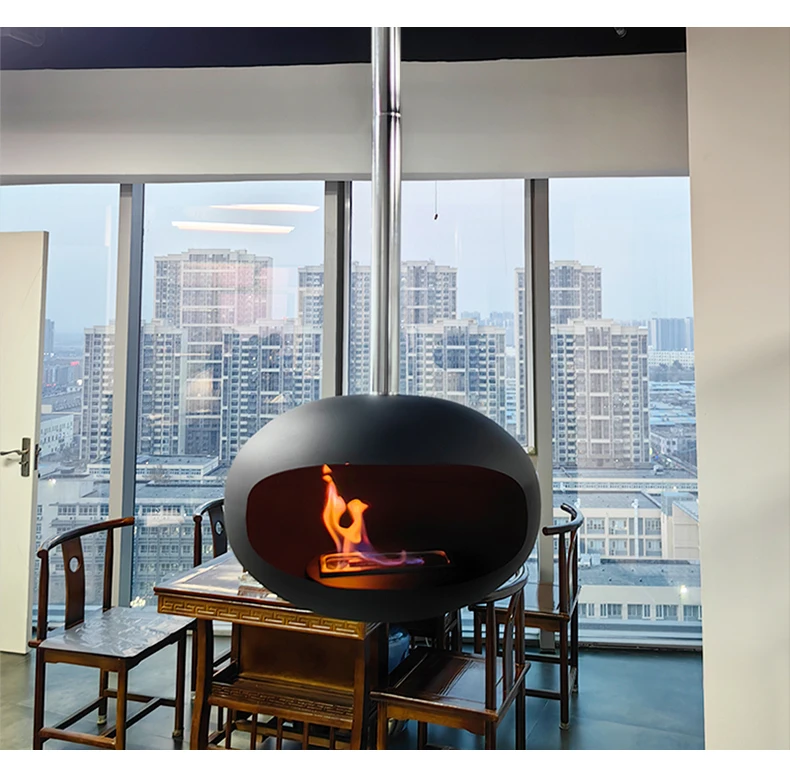 Modern Design Villa Decoration Fire Freestanding Hanging Fireplace Real Flame Ethanol