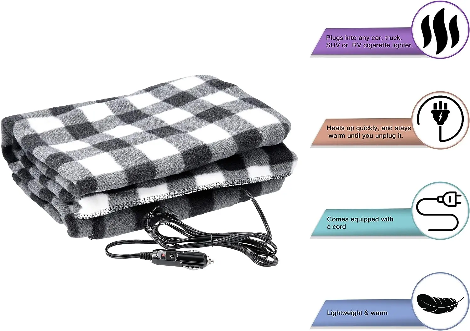 12V Portable Electric Blanket for Car, Heated Car Blanket