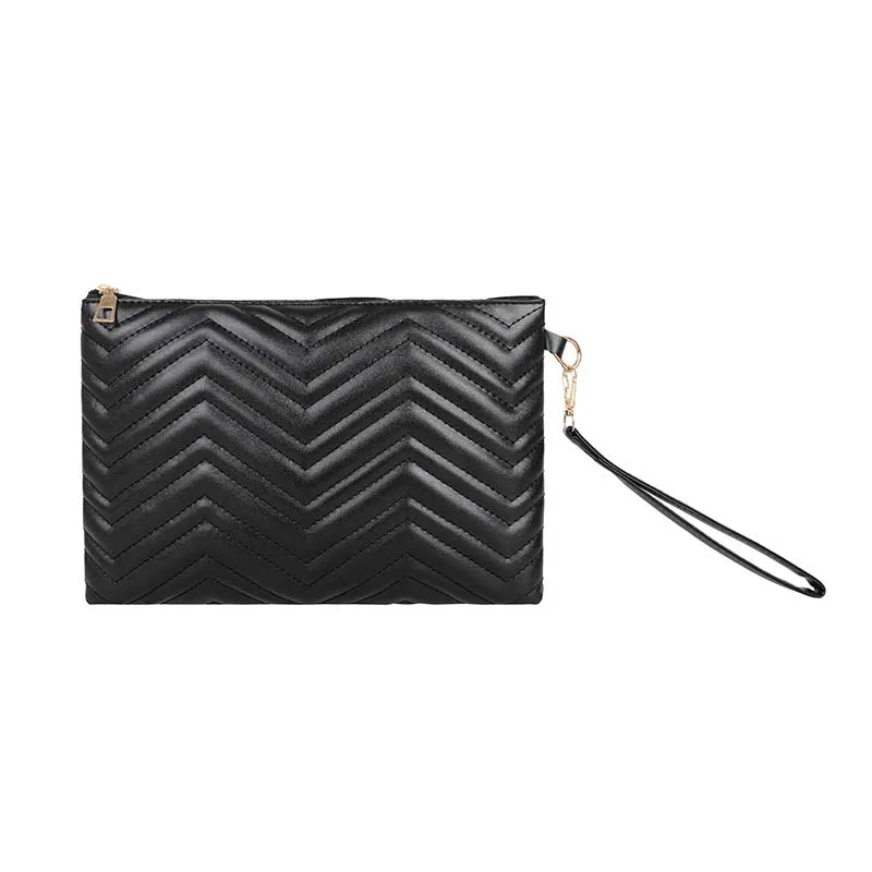 Dropshipping Soft Vegan Leather Wristlet Clutch Bag For Women Designer Large Wallets Ladies Evening Handbag