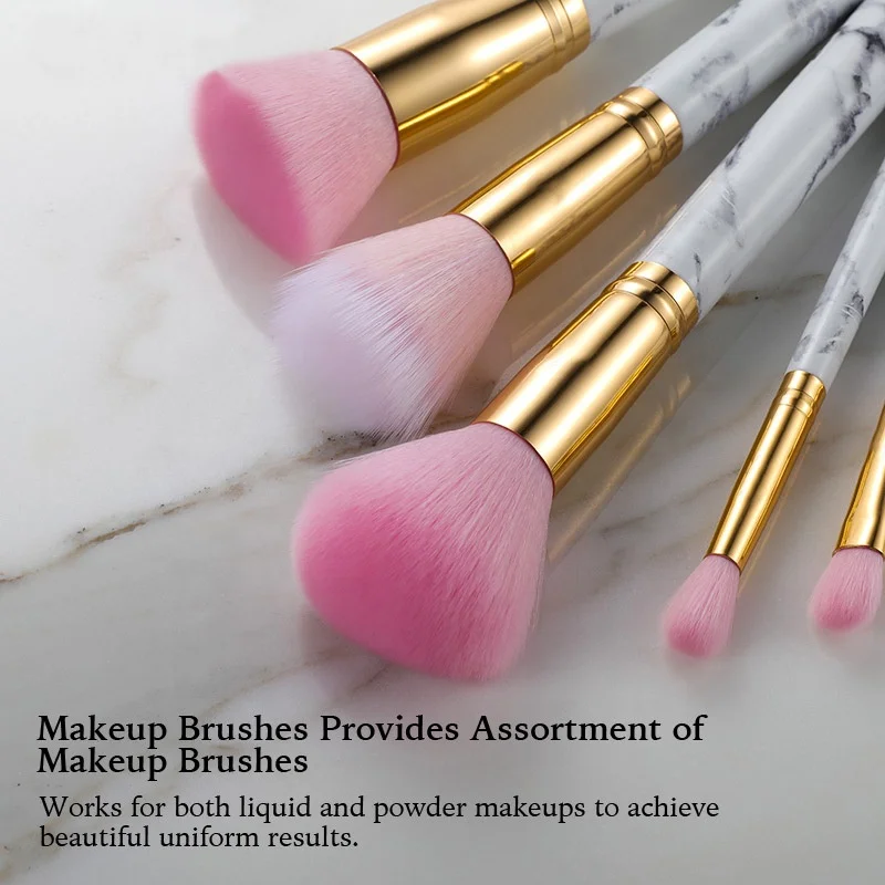 Delicate marble pattern 5pcs Christmas gift set cosmetic brushes