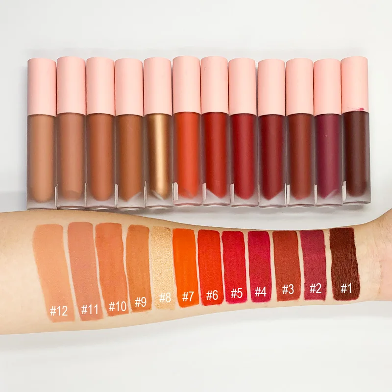 OEM Private Label Matte Waterproof  Nude Lipstick Customized  Non-Stick Non-Fading Velvet Lip Gloss Moisturizing Lip Glaze