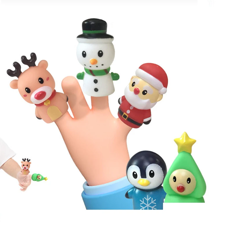 Soft Plastic Animals Toys Vinyl Educational Plaything Christmas Animals Finger Puppets Finger Doll Toy
