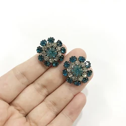 Elegant Decoration Accessories Vintage Glitter Diamond Colorful Flower Buttons for Clothing
