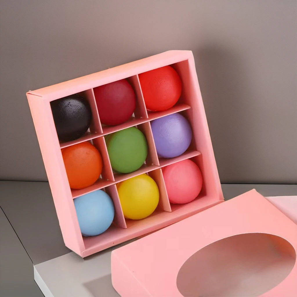Custom Rectangle Printed Macron Chocolate Gift Packaging Box Food Grade Paperboard PVC Windows Wholesale Foil Specifications