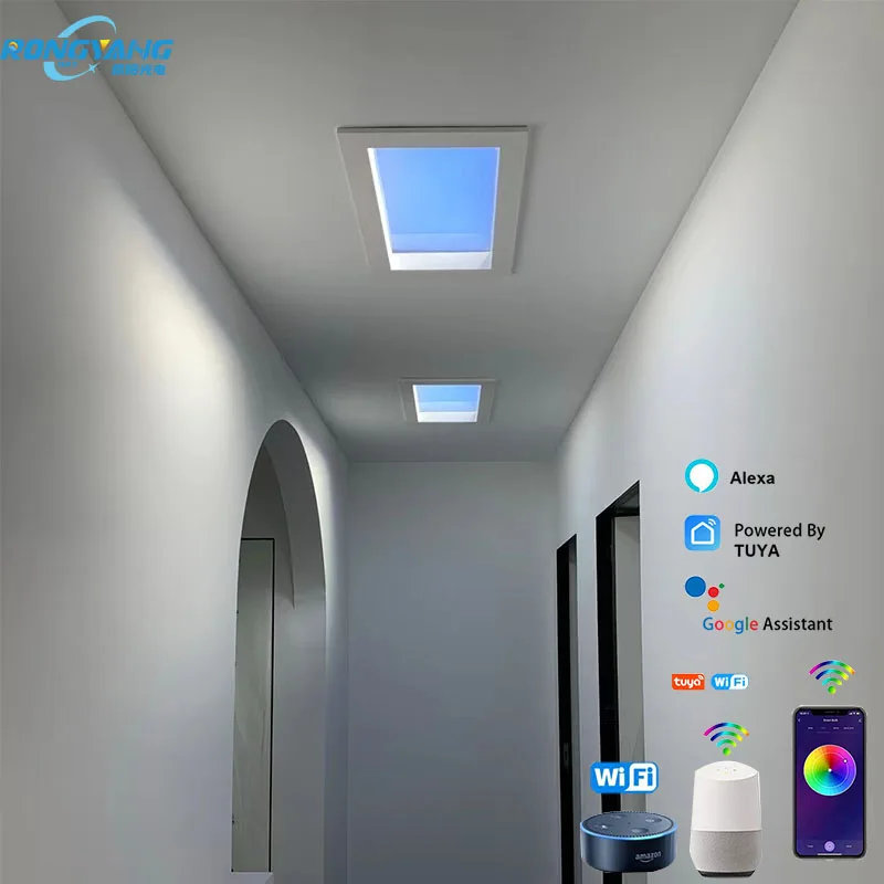 Smart tuya home India natural blue lights led sky panel ceiling artificial intelligent virtual sunlight skylight