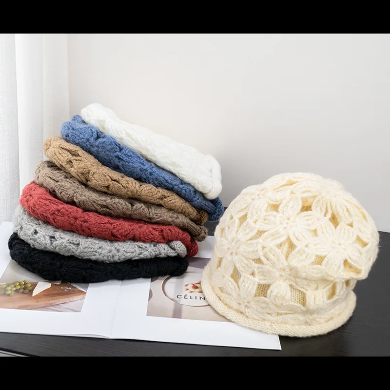 Solid crotchet winter hats for women beanie cable knit bucket hat luxury crochet beanie