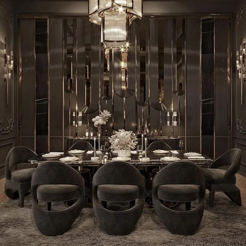 High end luxury dining room furniture marble top dining tables modern european style dining table set