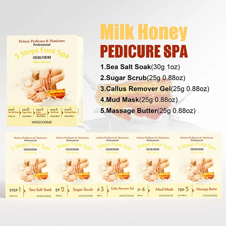 Deluxe Pedicure Feet Care Kit 5 Step Manicure Pedicure Products 5 In 1 Detox Soak Scrub Foot Spa Pedicure Kit