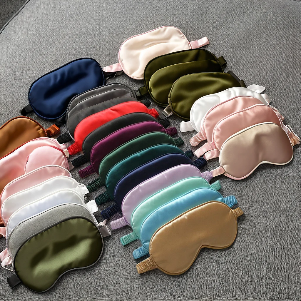 Custom Logo Double Sided Silk Satin Sleeping Eye Mask Shading Breathable Mulberry Silk Blind Eye Mask With Elastic Strap