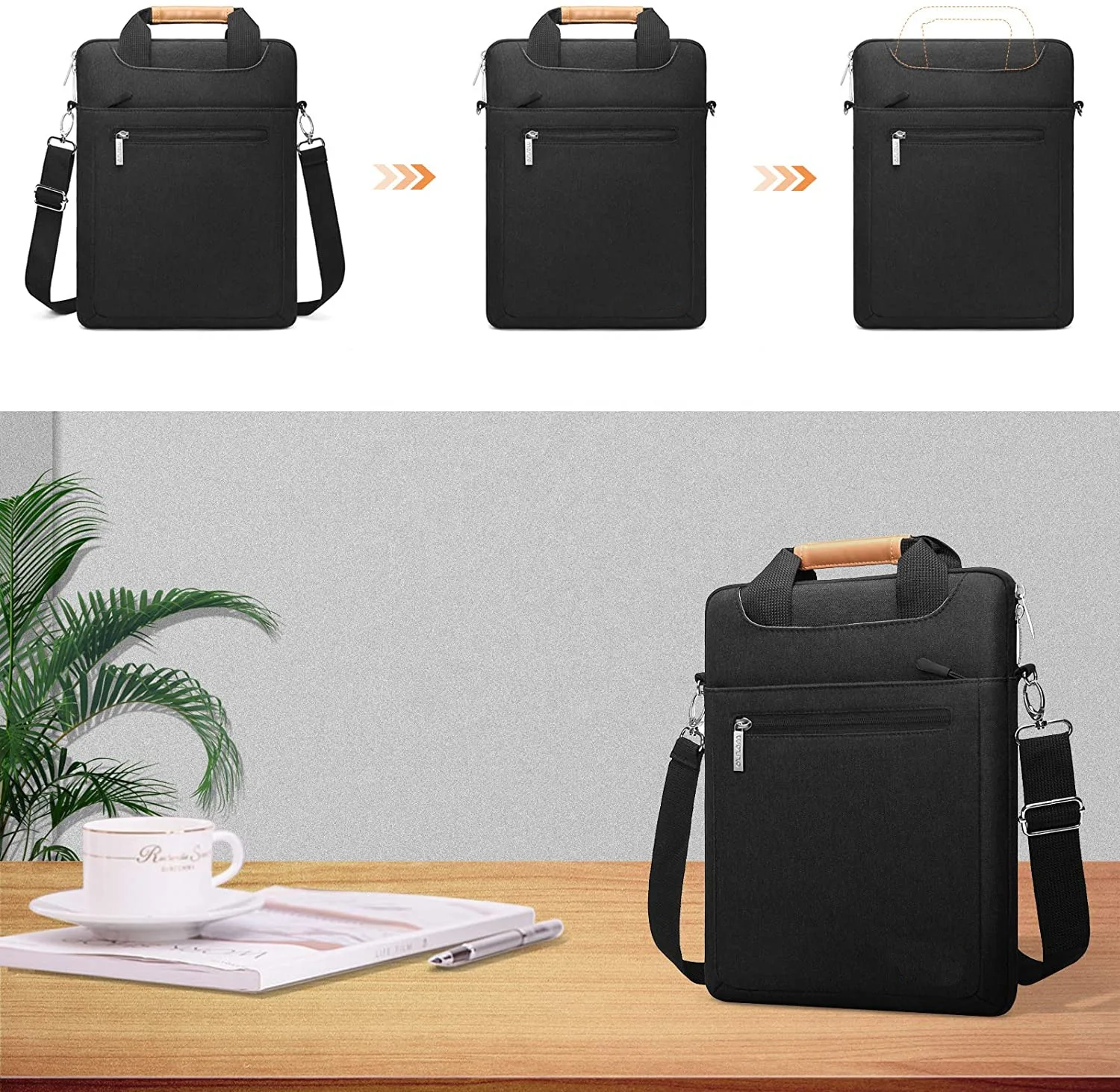 Tourbon 2021 Men Vertical Laptop Messenger Ipad Shoulder Bag Compatible with MacBook Pro 14 inch MacBook Air/Pro 13-13.3 inch