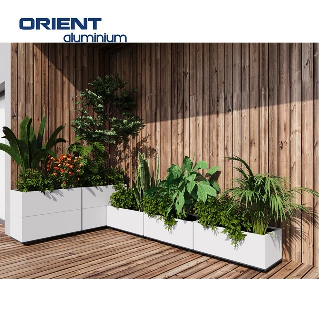 Лидер продаж Алюминиевые прямоугольные металлические цветочные горшки для общественных мест снаружи