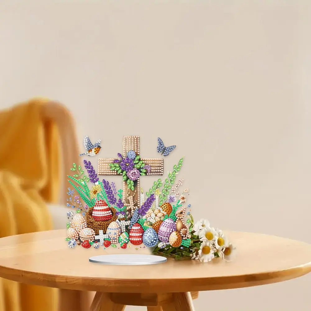 Acrylic Cross Flower Easter Egg  5D DIY Craft Ornament