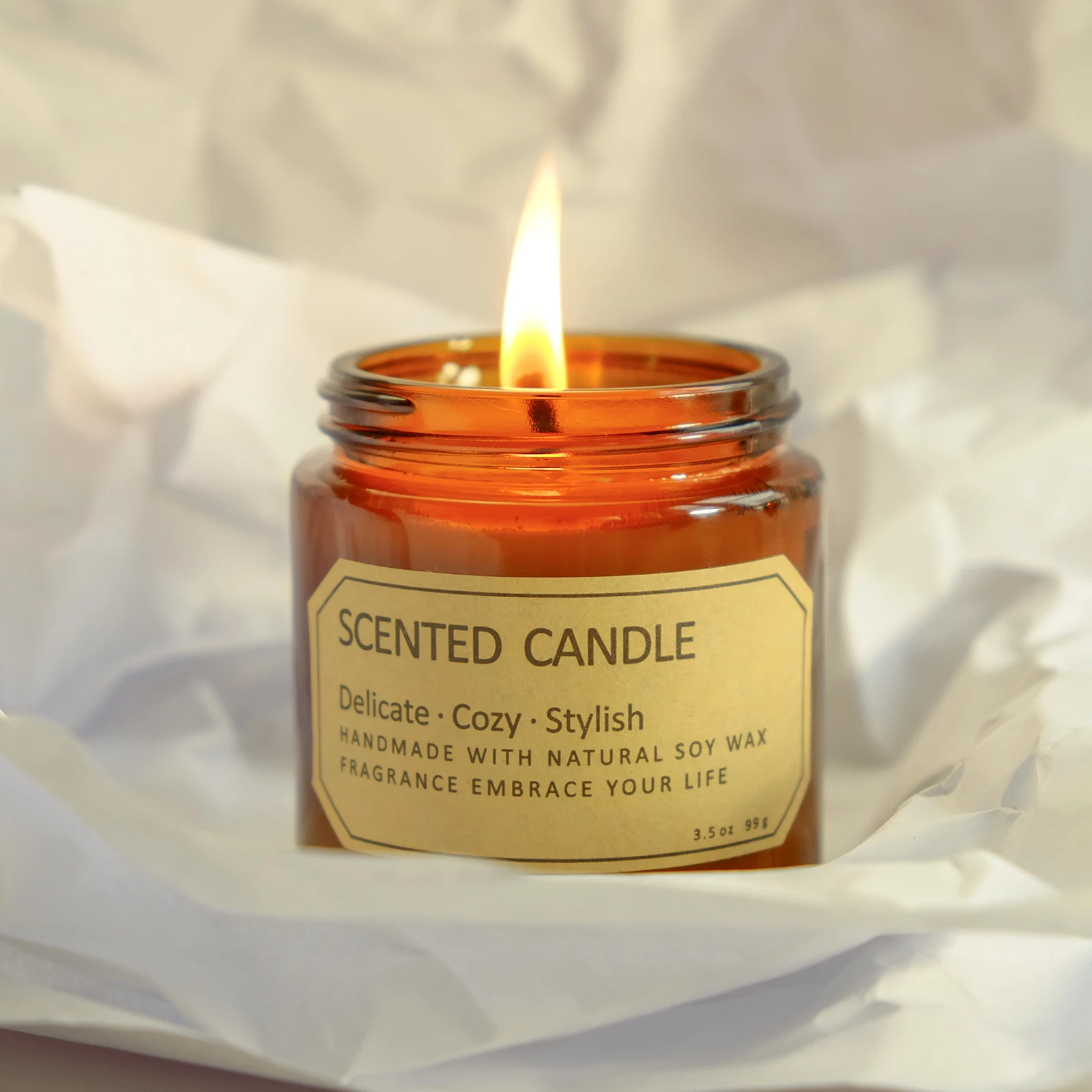 
Luxury Brown Glass Jar 210g/7.4oz Soy aromatherapy Private Label Scented Candle in Bulk for Gift Set 