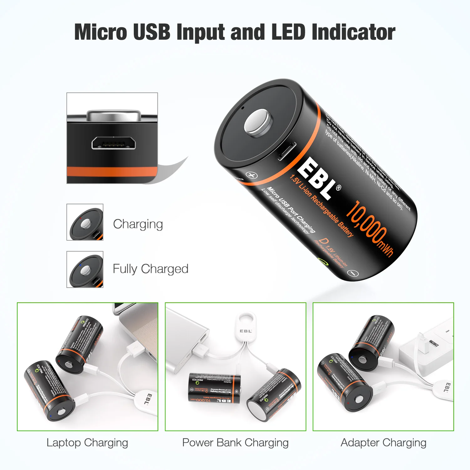 1.5V D SIZE R20 Rechargeable Lithium ion Li-ion Batteries 1.5v USB Rechargeable Battery