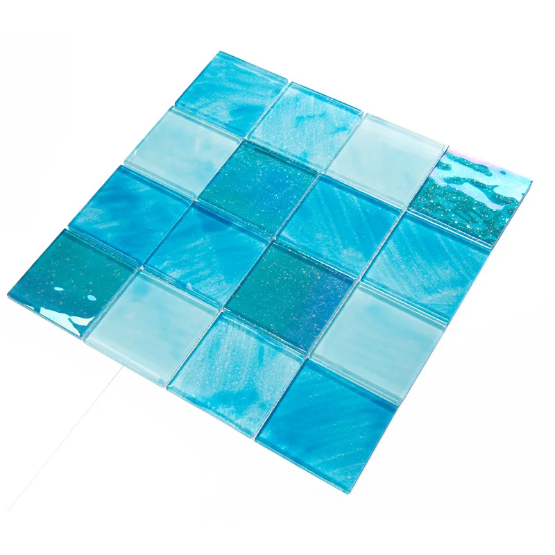 Mixed Blue Glass Mosaic Swimming Pool Floor Tiles Cobalt Blue Swimming Pool Tiles Glass Mosaic for Hotel