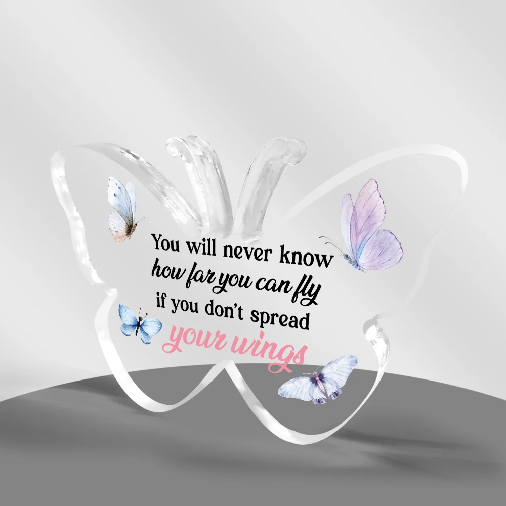 high quality butterfly shape acrylic paper weight clear acrylic sign desktop display for decoration gift