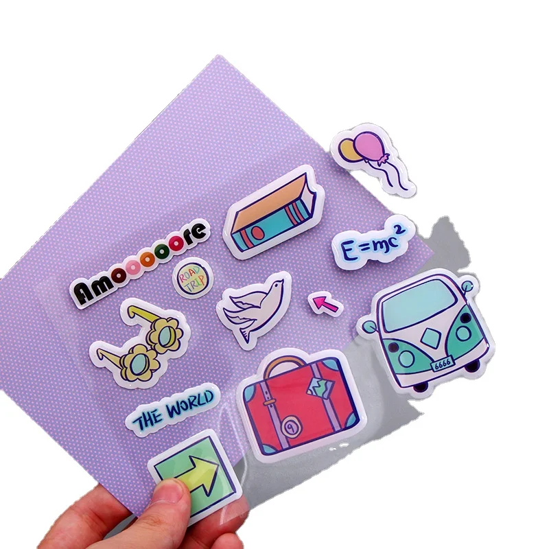 Best Selling Custom Identification PET Waterproof Adhesive Cute Stickers Kawaii Waterproof
