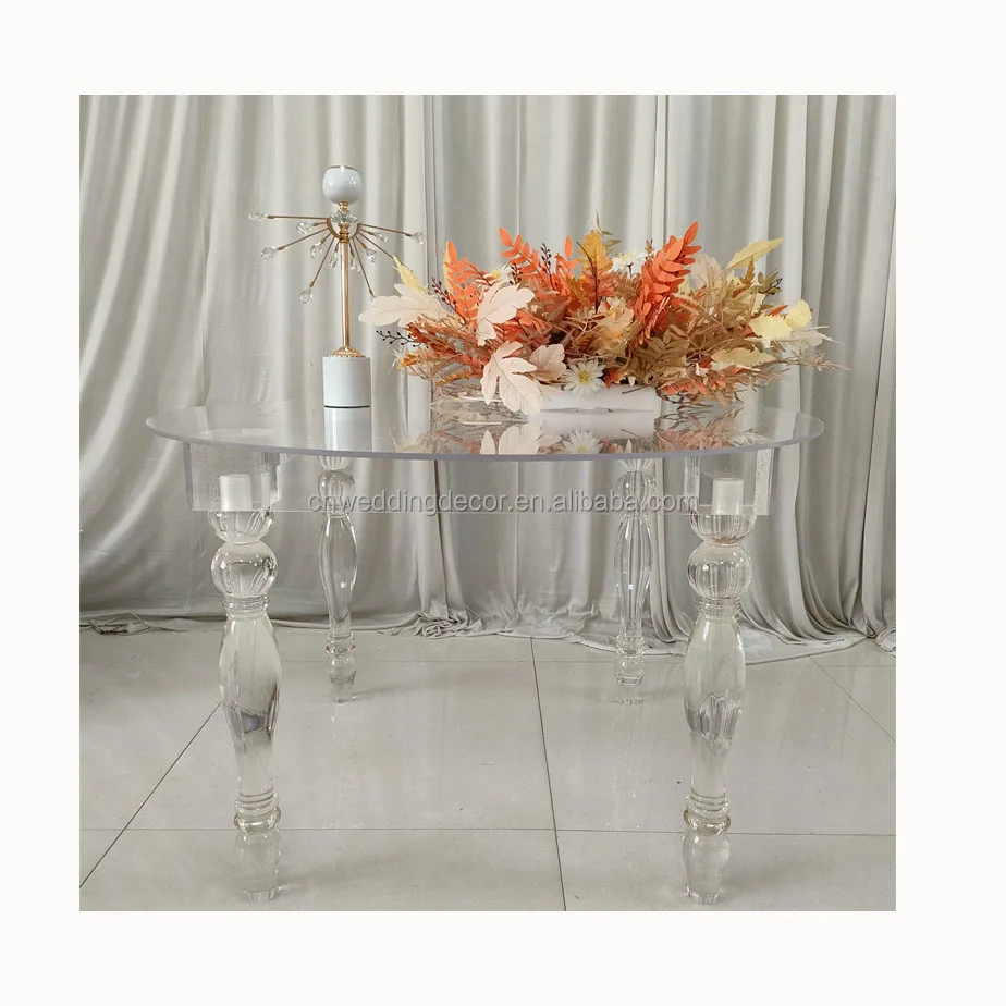 Factory Direct Furniture Living Room Hotel Transparent Acrylic Table Round Clear Banquet Table For Wedding Decoration Props