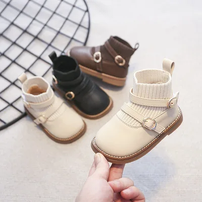Softy Baby Designer Shoes Lovely Baby Leather Shoes Warm Thick Baby Sock Shoes