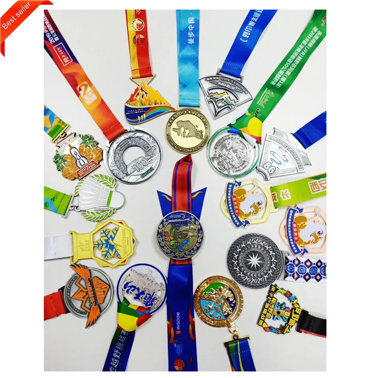 Customized Antique Silver 3D Zinc Alloy Rose Gold Metal 3D Cycling Buying Lanyard Sports Event Medal Ribbon