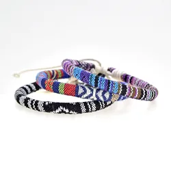 2020 Personalized New Design Ethnic Style Adjustable Couple Bracelets Handmade Woven Cotton Charm Bracelet