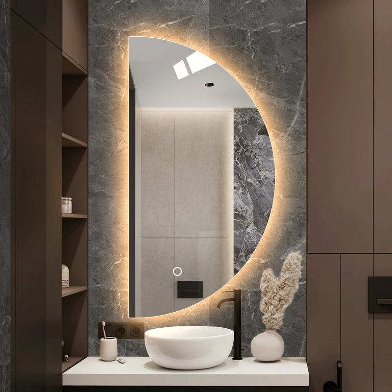 Fashion Modern Home Decorative Half-round Wall Mirror Bathroom Mirror for Bathroom Entryway Washroom Living Room Mirror