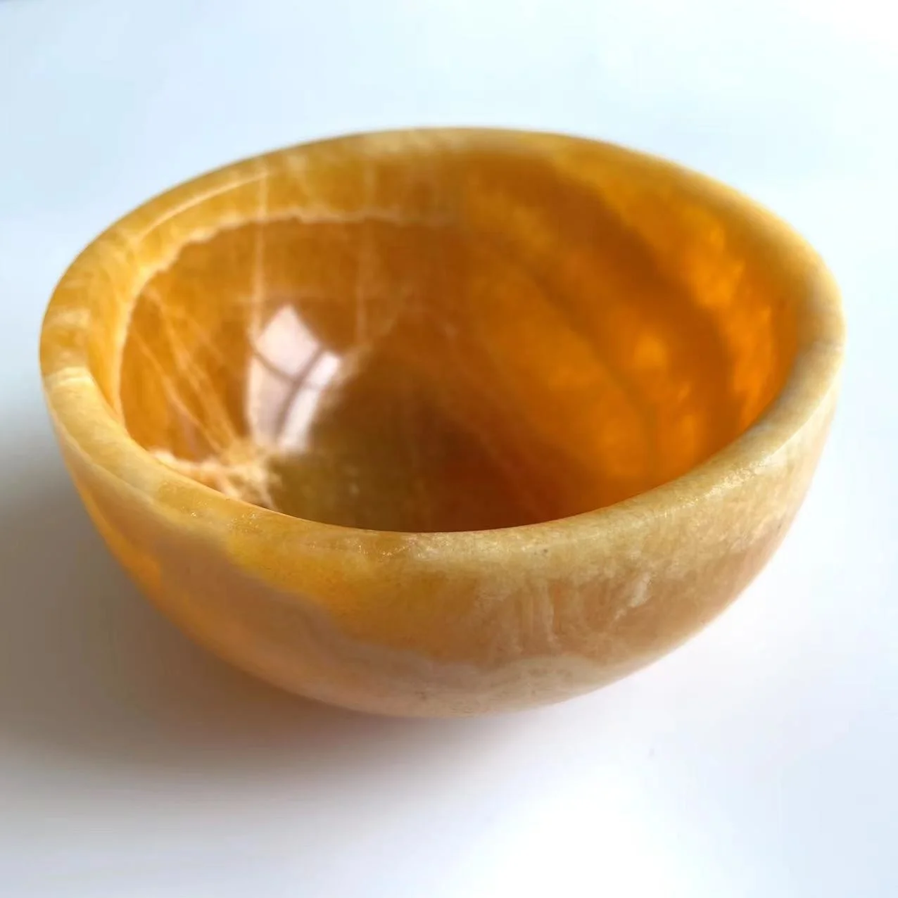 Wholesale natural healing stones gold steatite stone round shape crystal bowl