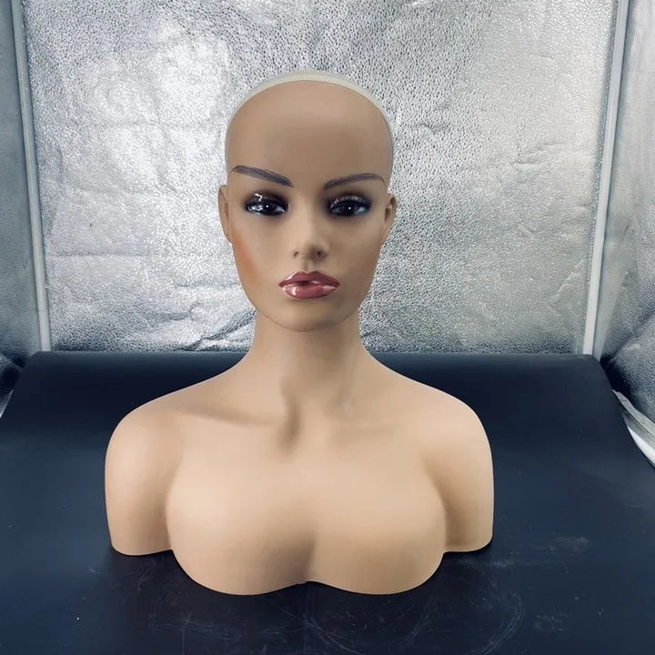 
Wholesale PVC Head mannequin with bust wig headstand for wigs display making styling and jewelry display mannequin 