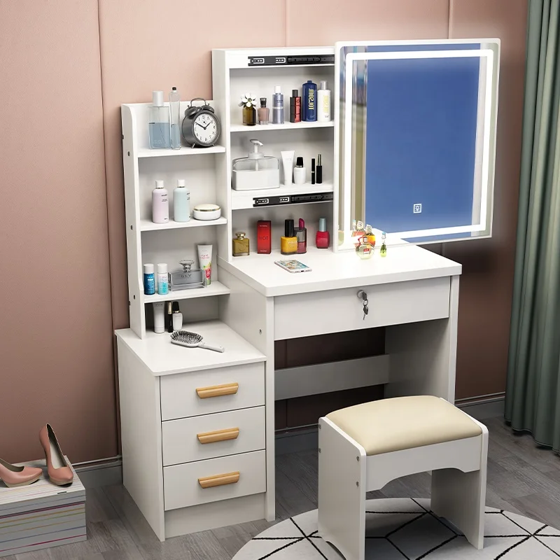 Зеркальный стол для макияжа с выдвижными ящиками для Хранения Легких комодов скандинавский туалетный столик для спальни