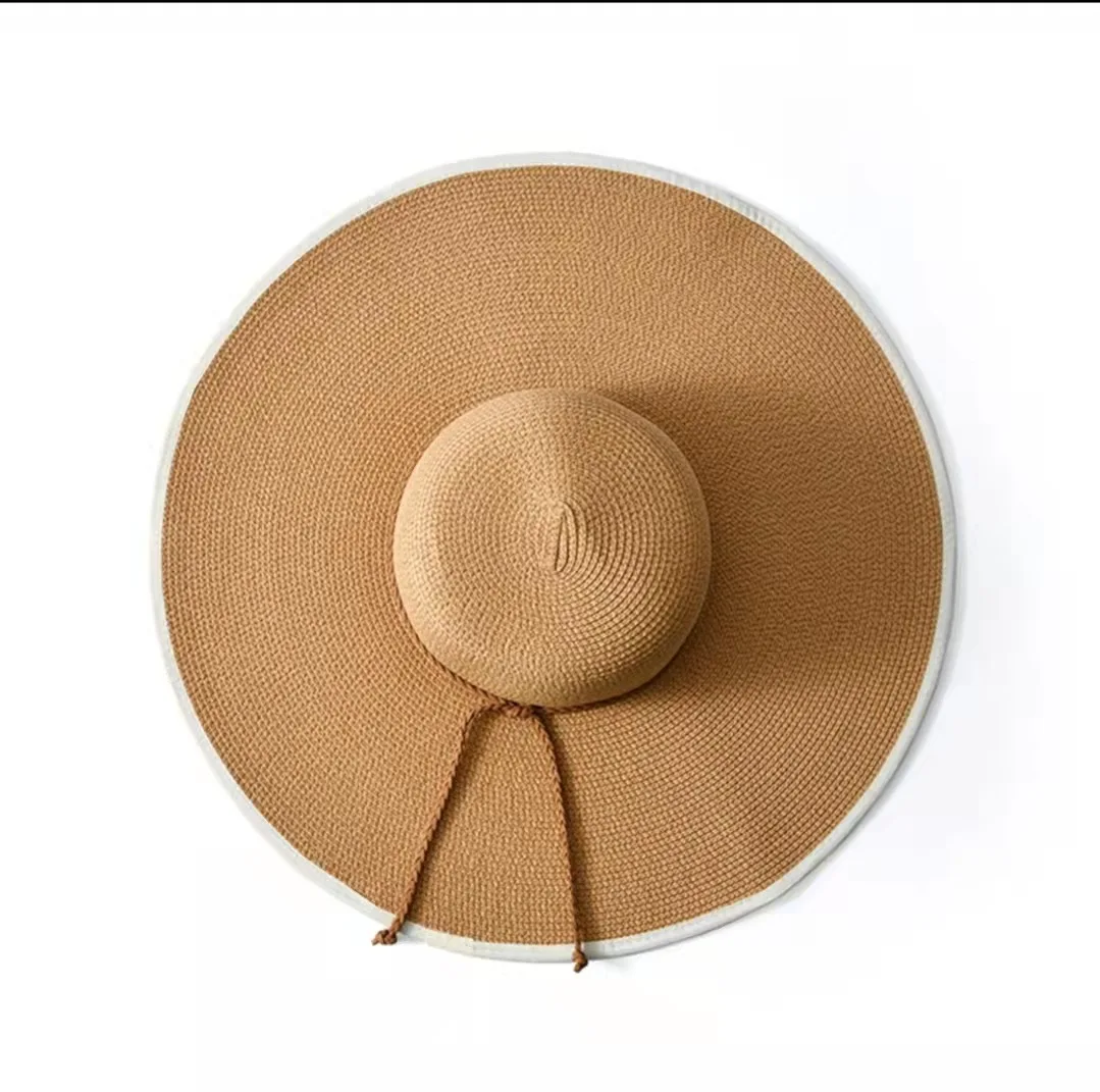 HT-1433 High Quality Wholesale Summer Straw Hats Breathable Large Beach Wide Brim Straw Hat