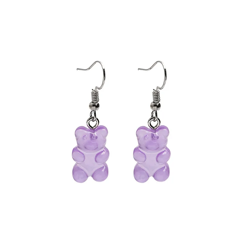 
Fashion minimalist Jelly Polychromatic Bear drop earrings 