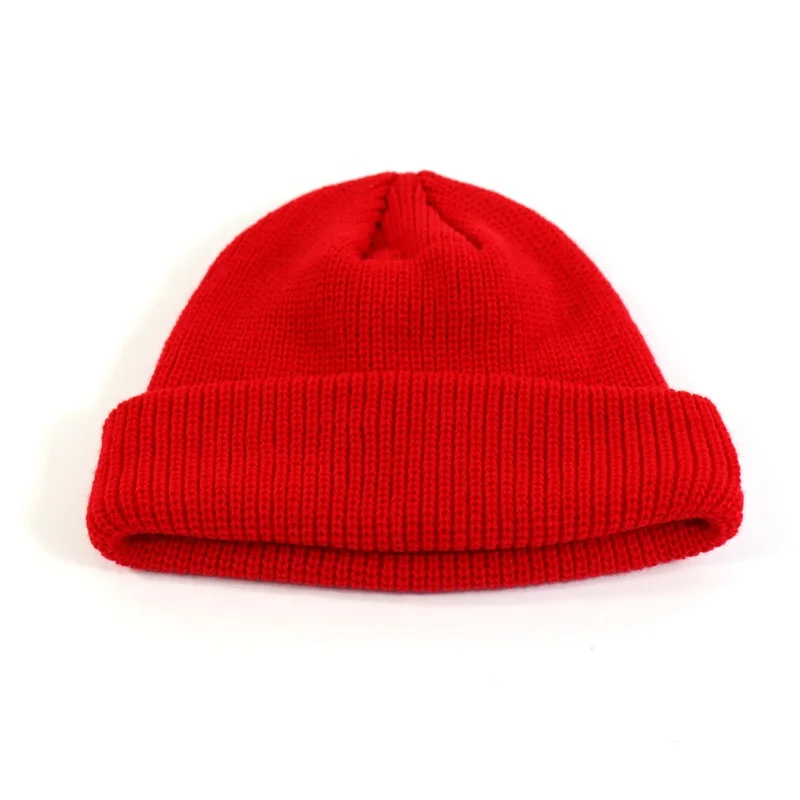 Snug And Warm Scarlet Red Knitted Winter Hat Embroidery Custom Logo Beanie