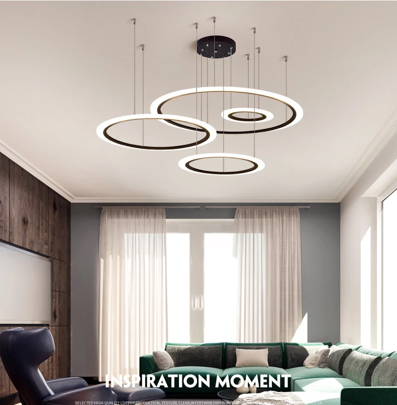 Acrylic Round modern Luxury Home decoration Rings LED Ceiling Pendant Lights for dining room