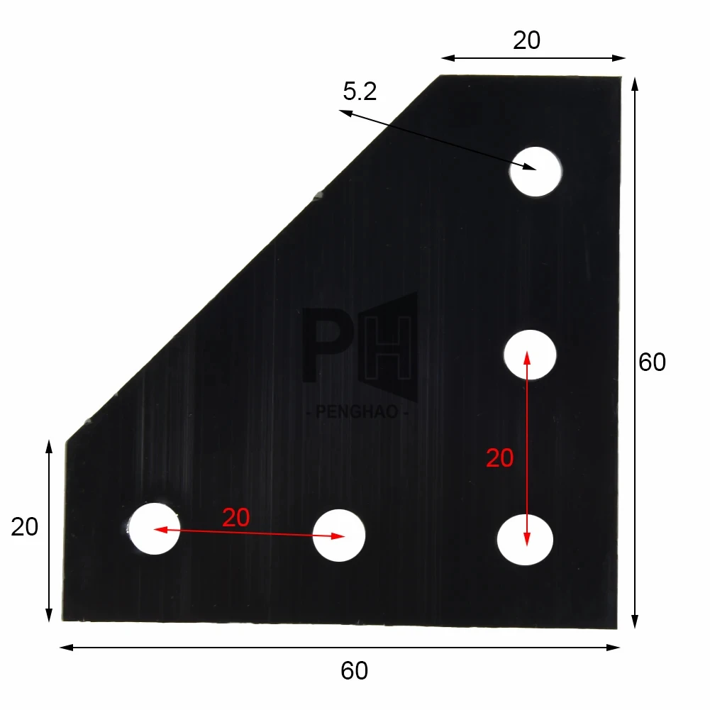 5 Holes OEM 90 Degree Joint Board Plate Corner Angle Bracket Black/Silver Connection Joint Board Plate Corner Angle Bracket