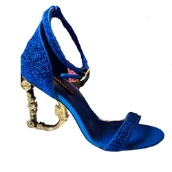 New Design Trendy Ankle Strap Sandals Summer Chunky Heels Peep-toe High Heels