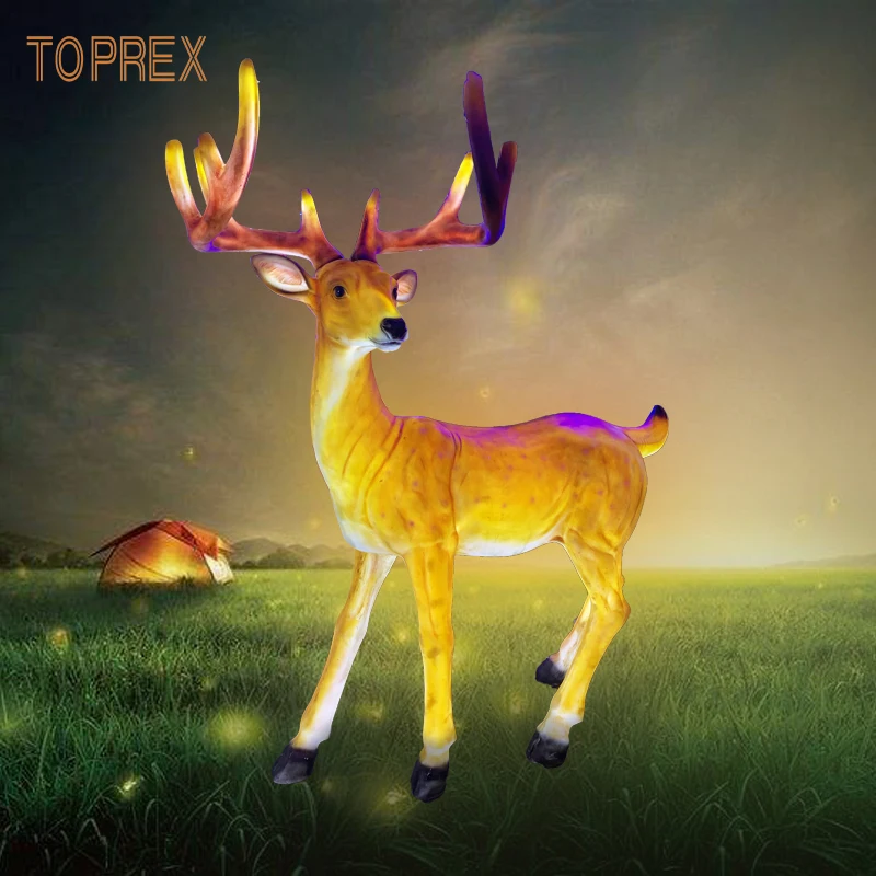 Home garden decoration vivid arts resin animal rabbit flamingo deer sculpture lighting