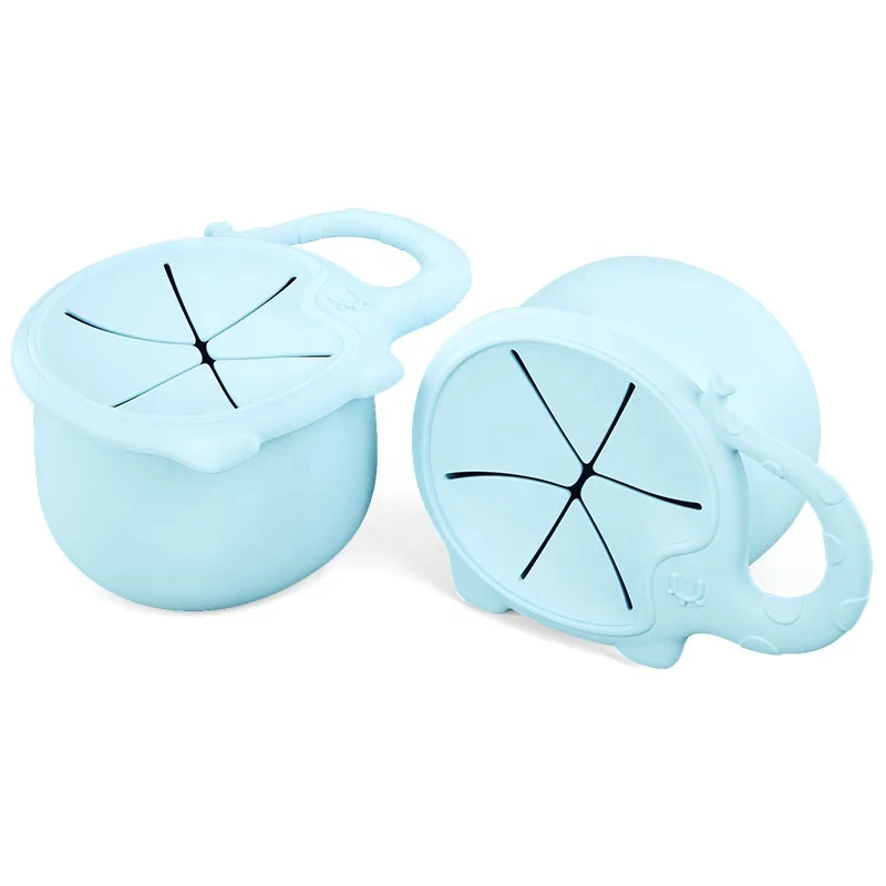 Reusable Non Toxic Baby Snack Bowl Eco Friendly Silicone Snack Cup Lid