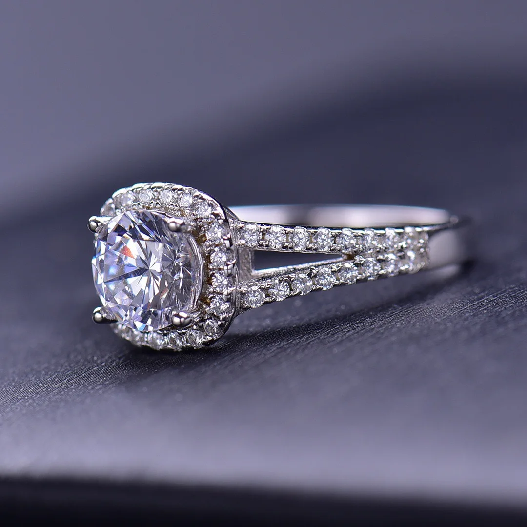 1/2ct Moissanite Ring For Women S925 Silver With White Gold Plated Bridal Ring Set Wedding Engagement Fine Jewelry